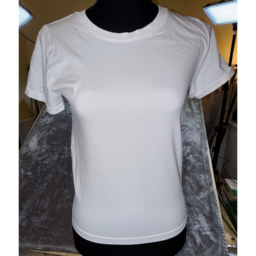 Yogalicious Seamless‎ Miranda Tee Women L White Excellent Short Sleeve Stretch